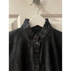 Banana Republic Dillon Dark Denim Gothic Ruffle Neck Shirt sz S NWT